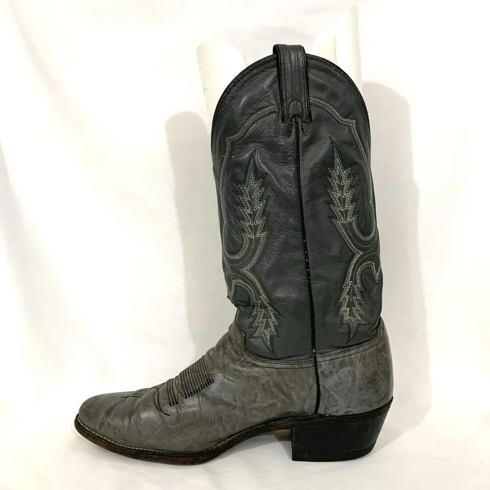 Abilene Men's Vintage Roper Boots Charcoal Gray Leather 10 D -Tight Fit ? READ